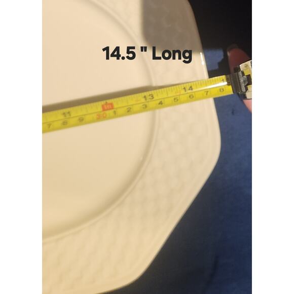 Nautica Bermuda Portugal Cream Basketweave 14.5 Oval Platter Octagonal Stoneware - Picture 4 of 5